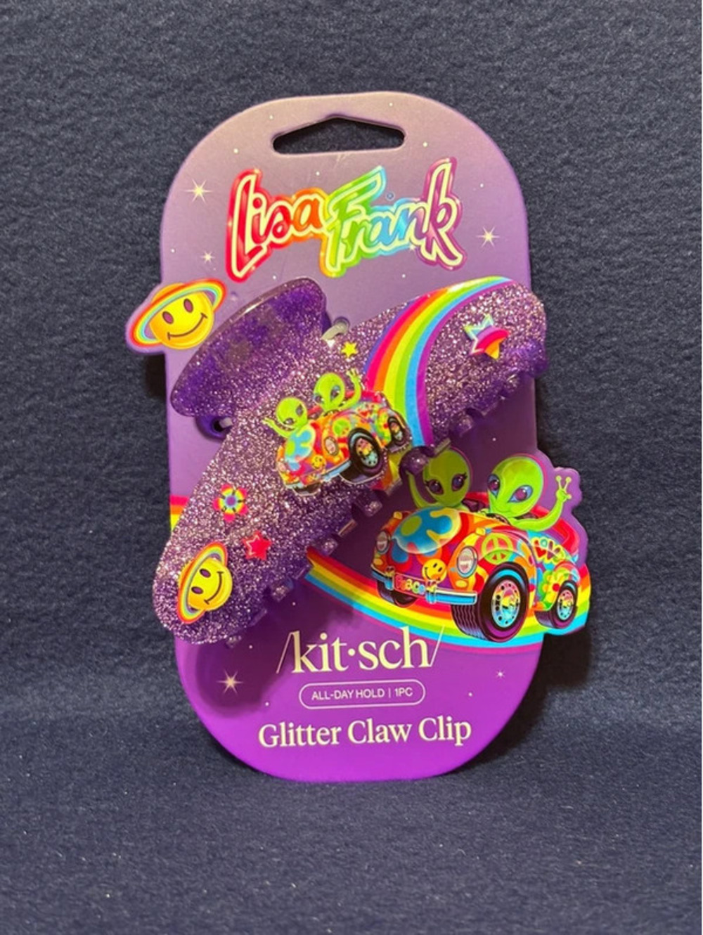 Lisa Frank Zoomer and Zorbit Alien Purple Glitter Hair Clip